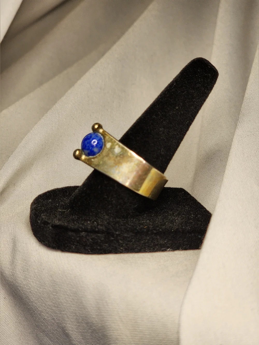 Sterling Silver Blue Lapis Orb Ring   Sz 7.25